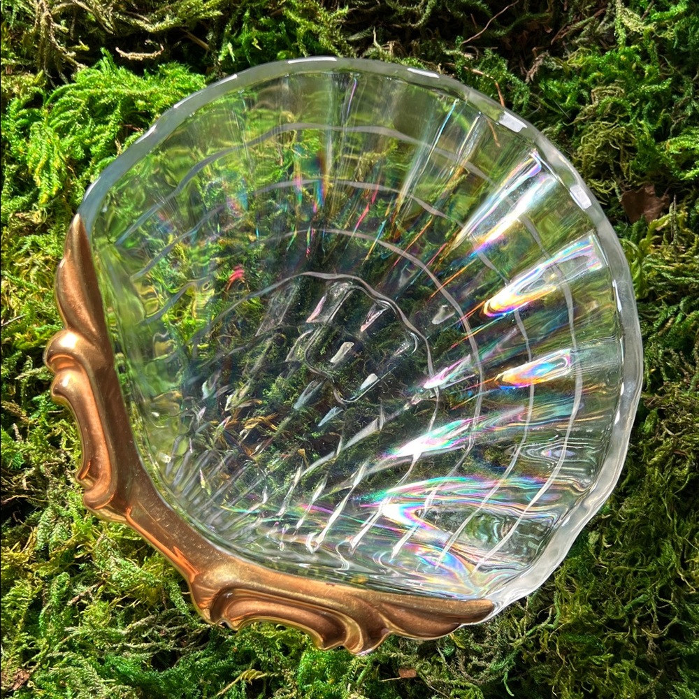 VINTAGE Hasegawa "Venus" iridescent clam shell dish Japan, from the 1950s. MCM